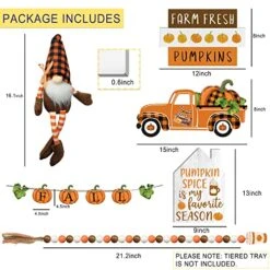 Cocomong Fall Decor - Fall Decorations For Home, Fall Tiered Tray Decor, 11 PC Pumpkin Fall Decorative Signs, Farmhouse Fall Gnome Plush For Table Decor, Farm Fresh Truck For Serving Tray -National Tree Company Sale Shop 51xMw9tYUwL