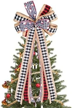 WBCBEC Christmas Tree Bow Topper, 31 X 13 Inches Red Black Christmas Bow Topper, Handmade Buffalo Plaid Decorative Bow, Burlap Wreath Bows Xmas Tree Topper, Handmade Tree Toppers Christmas Decorations 16 WBCBEC Christmas Tree Bow Topper, 31 X 13 Inches Red Black Christmas Bow Topper, Handmade Buffalo Plaid Decorative Bow, Burlap Wreath Bows Xmas Tree Topper, Handmade Tree Toppers Christmas Decorations -National Tree Company Sale Shop 51xfjFVAAbL. AC
