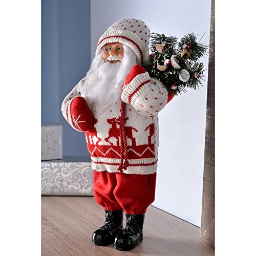 WeRChristmas Standing Santa With Knitted Outfit Christmas Decoration, 47 Cm - Red/White 4 WeRChristmas Standing Santa With Knitted Outfit Christmas Decoration, 47 Cm - Red/White - Image 2