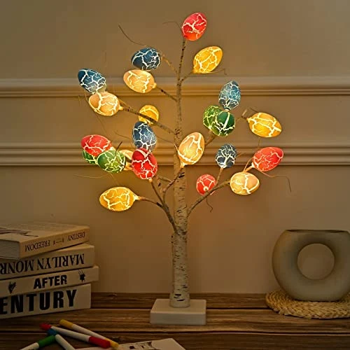Easter Decorations Kemooie 24 Inch Pre-lit White Birch Tree With 24pcs Easter Egg Ornaments, 24 Led Lights Battery Operated Table Centerpiece For Party Birthday Home Spring Decoration Indoor Use 5 Easter Decorations Kemooie 24 Inch Pre-lit White Birch Tree With 24pcs Easter Egg Ornaments, 24 Led Lights Battery Operated Table Centerpiece For Party Birthday Home Spring Decoration Indoor Use - Image 3