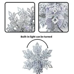 Joiedomi Christmas Tree Toppers, Silver Snowflake Tree Topper Lighted With LED Rotating White Star Snowflake Projector Light For Xmas Tree Decorations, Holiday Party Indoor Decor -National Tree Company Sale Shop 51yHvPu5haL