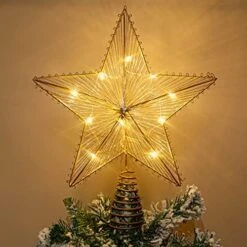 LAWOHO White Winter Christmas Tree Topper, Bauhinia 5 Point Star Tree Topper 11.81" X 10", Xmas Tree Topper Star Lighted With 10 Warm LED For Christmas Tree Ornaments Decorations Home Decor -National Tree Company Sale Shop 51yYElofT6L. AC
