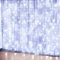 JMEXSUSS 300 LED Remote Control Curtain Lights, Plug In Fairy Curtain Lights Outdoor, Window Wall Hanging Curtain String Light For Bedroom Backdrop Wedding Party Garden Indoor Decoration (Warm White) -National Tree Company Sale Shop 51ykcZRwQPL. AC