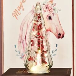 Dohance 11" LED Tower Glass Desktop Christmas Tree, Glass Xmas Tree Christmas Ornaments Set With Artificial Berries And Xmas Old Man Decor, 2 Style LED Modes, Home Table Decor Festive Gift -National Tree Company Sale Shop 51z2993ZgYL