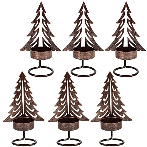 Juegoal Set Of 6 Tea Light Candle Holders, Christmas Decorations Metal Xmas Tree Table Candle Holder, Rust-Proof Tabletop Tealight Centerpiece And Display For Holiday Home Mantel Fireplace 7 Juegoal Set Of 6 Tea Light Candle Holders, Christmas Decorations Metal Xmas Tree Table Candle Holder, Rust-Proof Tabletop Tealight Centerpiece And Display For Holiday Home Mantel Fireplace - Image 5