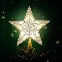 Juegoal Star Tree Topper With 10 LED Warm White Lights, Lighted Treetop Christmas Tree Decorations, Golden -National Tree Company Sale Shop 51zLheLeIhL