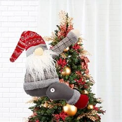 Kilrygh Gnome Tree Topper,Gnome Christmas Tree Topper,Gnome Christmas Decorations,Funny Christmas Tree Topper Gnome,Hand Made Christmas Decorations Holiday Home Decor,Also Be Used As Curtain Tie(Red)