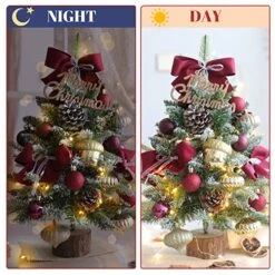 Lucky Monet 18Inch Tabletop Christmas Tree Mini Artificial Snow Flocked Pine Xmas Tree For Table Top Desk Home Office Shop Decor (Red) -National Tree Company Sale Shop 51zRiJSFlPL