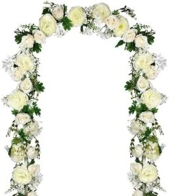 Lvydec Artificial Peony Flower Garland - 6ft Silk Peony Garland With Champagne And White Flowers For Wedding Party Table Decoration -National Tree Company Sale Shop 51zWVEOrTSL. AC