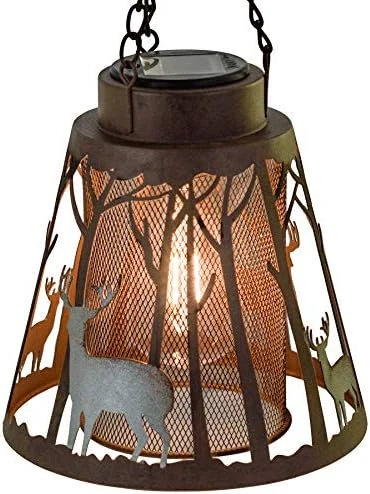 Deer LED Lantern Lights Decorative - Metal Round Holder & Hanging Lantern For Indoor Outdoor By Pine Ridge | 3AAA Battery Operated | Flameless | Halloween And Christmas 9 Deer LED Lantern Lights Decorative - Metal Round Holder & Hanging Lantern For Indoor Outdoor By Pine Ridge | 3AAA Battery Operated | Flameless | Halloween And Christmas - Image 7