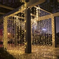 LIIDA 300 Curtain Lights Window Twinkle Lights 9.8 X 9.8ft Icicle String Lights With 8 Modes For Holiday Party Background Wall Wedding Decorations (Warm White) -National Tree Company Sale Shop 61 X57VsCL. AC