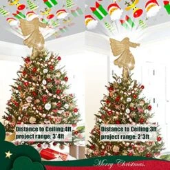 Christmas Tree Toppers, Golden Angel Tree Topper With 3D Rotating Colorful Christmas Projector, Glitter Lighted Tree Topper For Xmas Tree Toppers, Christmas Decorations Gift -National Tree Company Sale Shop 61057jNCZ1L