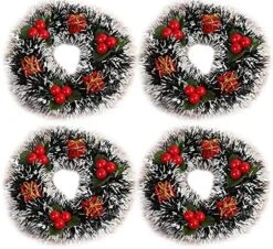 ChezMax Candle Rings Berry Tea Light Ring Small Candle Wreaths Berry Candle Holder Table Decoration For Christmas Valentine's Day Thanksgiving Day Dinner Party Wedding Diameter 4" 4 PCS -National Tree Company Sale Shop 61066i1epVL. AC