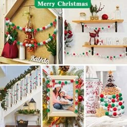 3 Pcs Christmas Felt Ball Garland- Hanging Christmas Pom Pom Garland Handmade Christmas Banner With Felt Balls And Candy Cane Xmas Decoration For Wall Fireplace Christmas Tree Party Favors Home Decor -National Tree Company Sale Shop 610IHcN7BKL