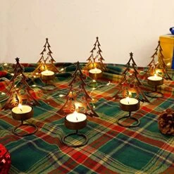 Juegoal Set Of 6 Tea Light Candle Holders, Christmas Decorations Metal Tree And Reindeer Table Candle Holder, Rust-Proof Tabletop Tealight Centerpiece And Display For Holiday Home Mantel Fireplace -National Tree Company Sale Shop 610Nfo8YhiL