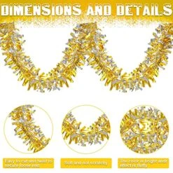 Dingion 57.6 Feet Christmas Tinsel Garland Tree Decorations Ornament Glitter Twist Metallic Streamer Outdoor Hanging For Wedding Birthday(Silver, Gold) -National Tree Company Sale Shop 610z09DjJPL