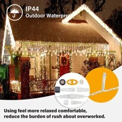 Christmas Lights Outdoor, 33Ft 400 Led 8 Modes Icicle Lights Outdoor, Connectable Curtain Fairy String Lights With Timer Memory Plug In Waterproof For Holiday Wedding Christmas Decorations（Warm White） -National Tree Company Sale Shop 612OXA147EL