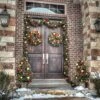 [Front Door Garland Hanger] - Adjustable To Different Door Widths | Heavy-Duty Cast Iron | Decorative Christmas Decor | No Nails Or Screws - No Damage To Your Door (Double Door, Mocha Brown) -National Tree Company Sale Shop 612QDb3murL