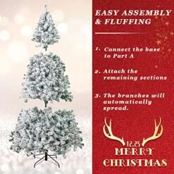 Outroad 7ft Snow Flocked Christmas Tree Premium Hinged Artificial Pine Tree,Xmas Tree Metal Stand And 1000 Lush Branch Tips Holiday Decorate , Easy To Assemble, White… -National Tree Company Sale Shop 612iBmSyzCL