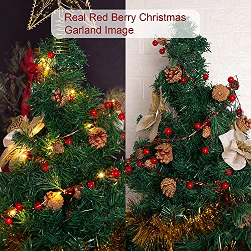 Artificial Christmas Garland With Lights - Battery Operated 6.56FT Prelit Garland With 20 LED Lights, Red Berries, Pine Cones, Pine Needles Decor For Xmas Tree Thanksgiving Home Fireplace Party 4 Artificial Christmas Garland With Lights - Battery Operated 6.56FT Prelit Garland With 20 LED Lights, Red Berries, Pine Cones, Pine Needles Decor For Xmas Tree Thanksgiving Home Fireplace Party - Image 2