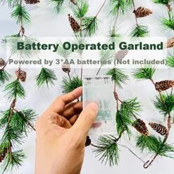 PALONMY Christmas Garland With Lights 6.56 FT Pine Garland With 30 LED Fairy Lights Battery Operated Garland Lights With Pine Cones Artificial Greenery Garland Christmas Pre-lit Lights For Home -National Tree Company Sale Shop 614MLqzNJmL