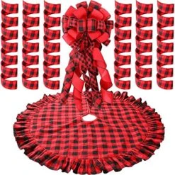 Christmas Tree Topper Bow Buffalo Plaid Christmas Tree Topper Xmas Decor Rustic Tree Toppers Large Outdoor Bows Ribbon Tree Topper With Xmas Plaid Tree Skirt Ornament (Black And White) -National Tree Company Sale Shop 614gTgw8fnL. AC