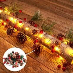 Xmas Garland Lights, Pine Cone Christmas Garland Lights With 10 Feet 40 LED Red Berry, Battery Operated Garland Indoor Outdoor Garden Gate Home Xmas Decoration Lights For Winter Holiday Decor -National Tree Company Sale Shop 614pssagwSL. AC