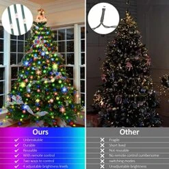 Christmas Decorations Tree Lights With Ring, 280 LEDs Christmas Lights For Indoor&Outdoor With 8 Modes & Memory Functions, Waterproof 2m X 8 LED String Lights With Remote Control & Timing -RGB -National Tree Company Sale Shop 6152vKQijZL