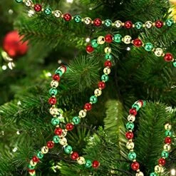 20 Feet Christmas Cane Garland Multi Color Glitter Beaded Garland Candy Tree Beads Garland Red And White Plastic Beads Garland For Fireplace Christmas Tree Decorations (Red, Green, Gold) -National Tree Company Sale Shop 615gGrUJ0pL