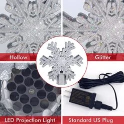 Christmas Tree Topper Silver Snowflake Christmas Tree Topper Lighted With Rotating LED Projector 3D Glitter Hollow Xmas Tree Topper Christmas Tree Decorations For Holiday Party -National Tree Company Sale Shop 615whx0qOiL