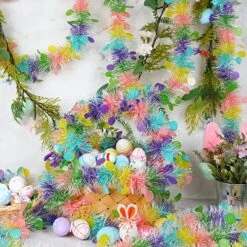 CCINEE 33FT Easter Tinsel Garland, Colorful Tinsel Twist With Confetti Spring Hanging Tinsel Ornament Decoration For Holiday Door Tree Mantel Window Outdoor Party Supplies -National Tree Company Sale Shop 616O4buDJwL