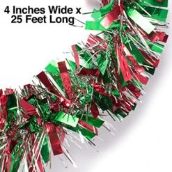 Red, Green, And Silver Metallic Tinsel Twist Garland 4 Inches Wide X 25 Ft Long, Parade Float Decorations For Trailer Or Golf Cart, Metallic Tinsel Garland, Christmas Garland Décor For Home And Party 8 Red, Green, And Silver Metallic Tinsel Twist Garland 4 Inches Wide X 25 Ft Long, Parade Float Decorations For Trailer Or Golf Cart, Metallic Tinsel Garland, Christmas Garland Décor For Home And Party -National Tree Company Sale Shop 618KXDPrzeL