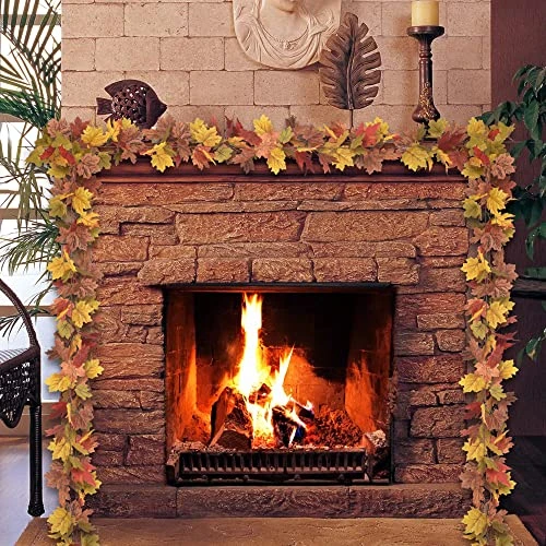 HomEdge Artificial Maple Leaves Garland, 2 Packs 5.8 Ft Fall Hanging Vine Garland For Thanksgiving Christmas Decor-Orange+Green+Red+Brown+Yellow 7 HomEdge Artificial Maple Leaves Garland, 2 Packs 5.8 Ft Fall Hanging Vine Garland For Thanksgiving Christmas Decor-Orange+Green+Red+Brown+Yellow - Image 5