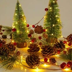 Xmas Garland Lights, Pine Cone Christmas Garland Lights With 10 Feet 40 LED Red Berry, Battery Operated Garland Indoor Outdoor Garden Gate Home Xmas Decoration Lights For Winter Holiday Decor -National Tree Company Sale Shop 61A4Orb46wL