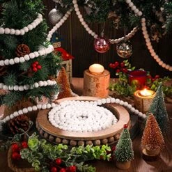 Christmas Wooden Bead Garland Rustic Farmhouse Bead Garland Xmas Tree Bead Ornaments For Christmas Decorations, Total Of 26 Feet (White) -National Tree Company Sale Shop 61BHgQh2ARL