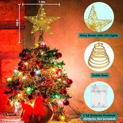 SISLYANIA Christmas Tree Topper Lighted - Christmas Star Tree Topper With 20 LED Battery Operated String Lights And 6H Timer, Metal Hollow Tree Topper For Holiday Party Christmas Decor, 9.8in, Gold -National Tree Company Sale Shop 61BkhxkN2IL