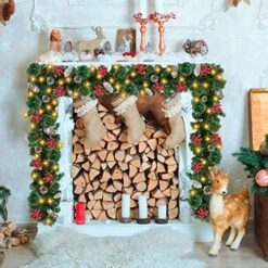 TURNMEON 9Ft Christmas Garland With 80 Lights Timer 12 Modes Christmas Decorations Thicker 300 Branches 18 Pinecones 198 Berries Battery Powered Xmas Decor For Indoor Outdoor Fireplace -National Tree Company Sale Shop 61E0vsKmibL