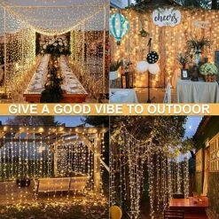 JMEXSUSS 300 LED Remote Control Curtain Lights, Plug In Fairy Curtain Lights Outdoor, Window Wall Hanging Curtain String Light For Bedroom Backdrop Wedding Party Garden Indoor Decoration (Warm White) -National Tree Company Sale Shop 61E7EvFPSRL