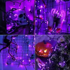 Brizled Purple Halloween Lights, 33ft 100 LED Purple Light 5mm Wide Angle Halloween String Light, 120V UL Certified Connectable Purple Light String For Party Indoor Outdoor Halloween Decor, Black Wire