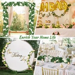 Yastouay 2Pcs 13.5Ft Pink Flower Garland With 2Pcs Lights, Butterfly Artificial Rose Garland Fake Rose Vines Flower Vines For Backdrop Wedding Table Centerpiece Decoration Baby Shower Room Decor -National Tree Company Sale Shop 61EyqvKfSsL