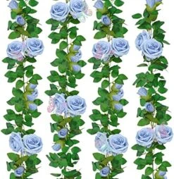 Yastouay 2Pcs 13.5Ft Pink Flower Garland With 2Pcs Lights, Butterfly Artificial Rose Garland Fake Rose Vines Flower Vines For Backdrop Wedding Table Centerpiece Decoration Baby Shower Room Decor -National Tree Company Sale Shop 61FT j1T0RL. AC