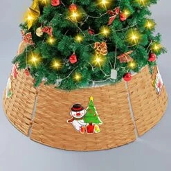 Christmas Tree Collar，23.6" D Handwoven Rattan Wicker Ring Stand Artificial Wicker Cover Basket Base For Holiday Artificial Trees-Round (Brown) -National Tree Company Sale Shop 61Fky0MVKlL