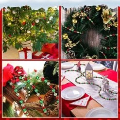 20 Feet Christmas Cane Garland Multi Color Glitter Beaded Garland Candy Tree Beads Garland Red And White Plastic Beads Garland For Fireplace Christmas Tree Decorations (Red, Green, Gold) -National Tree Company Sale Shop 61GB13twTXL