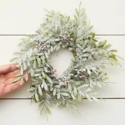 Factory Direct Craft Set Of 2 Artificial Frosted Fern Christmas Candle Rings Faux Winter Greenery Holiday Candle Rings For Pillar Candles - Use As A Small Christmas Wreath Decoration Too! -National Tree Company Sale Shop 61GiykNaKuL