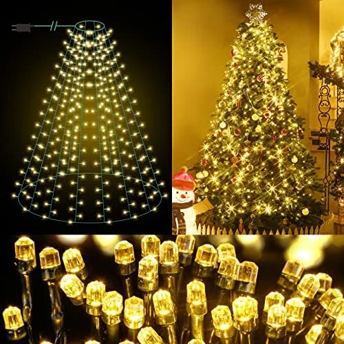 Areker Christmas Tree Lights, 400LED Christmas Tree Lights With Ring 10×6.6FT Ultra-Bright Diamond-Shaped,Warm White Christmas Lights For Christmas Trees 6.5/7/7.5FT With 8 Modes&Timer Waterproof 9 Areker Christmas Tree Lights, 400LED Christmas Tree Lights With Ring 10×6.6FT Ultra-Bright Diamond-Shaped,Warm White Christmas Lights For Christmas Trees 6.5/7/7.5FT With 8 Modes&Timer Waterproof - Image 7