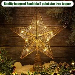 LAWOHO White Winter Christmas Tree Topper, Bauhinia 5 Point Star Tree Topper 11.81" X 10", Xmas Tree Topper Star Lighted With 10 Warm LED For Christmas Tree Ornaments Decorations Home Decor -National Tree Company Sale Shop 61ILjGPlHGL