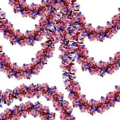 SURCVIO 4th Of July Patriotic Tinsel Garland Decoration 3 Pack 50 Ft, Red, White And Blue Tinsel Garland With Star Metallic Glitter Hanging Garland For Independence Day Indoor And Outdoor Decorations -National Tree Company Sale Shop 61Jg1M4 OyL. AC