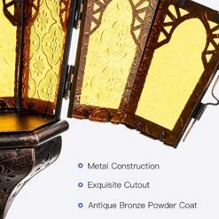 DECORKEY Ramadan Candle Lantern Decorative, Vintage Decorative Hanging Lantern For Home Outdoor Patio, Metal Christmas Candle Holders (Amber) -National Tree Company Sale Shop 61LN0LbbLvL