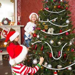 Christmas Wooden Bead Garland Rustic Farmhouse Bead Garland Xmas Tree Bead Ornaments For Christmas Decorations, Total Of 26 Feet (White) -National Tree Company Sale Shop 61MPQ7PuHmL