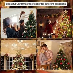 Christmas Star Tree Topper With Built-in Led Snowflake Projector Lights 10 Inch Hollowed Pentagram Tree Topper,Plug In Christmas Tree Ornament For Indoor Office Xmas New Year Holiday Tree Decoration -National Tree Company Sale Shop 61MaxDymFSL